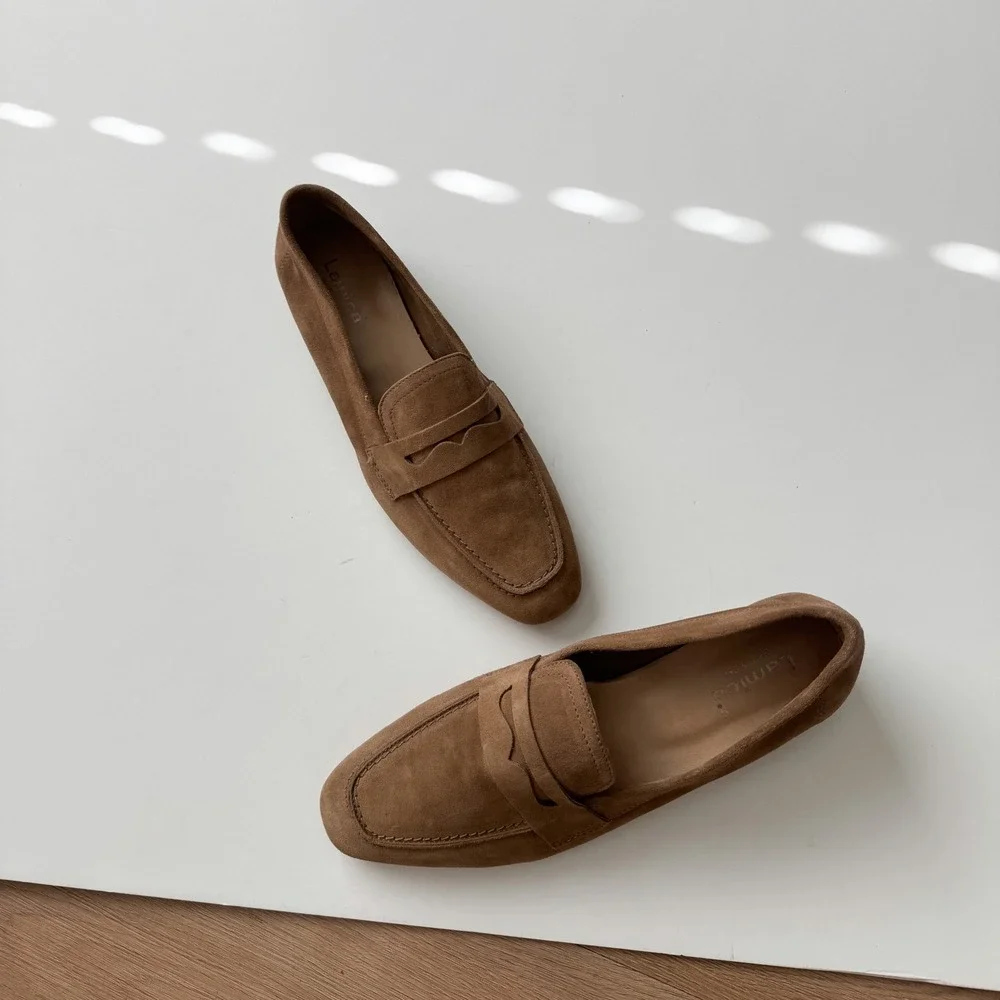 Brown Suede Leather Penny Loafers Made in Italy Womens Size 40/9 Preppy Lamica